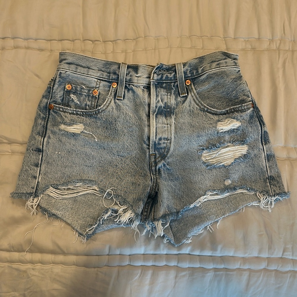 Levi’s 501 distressed denim shorts